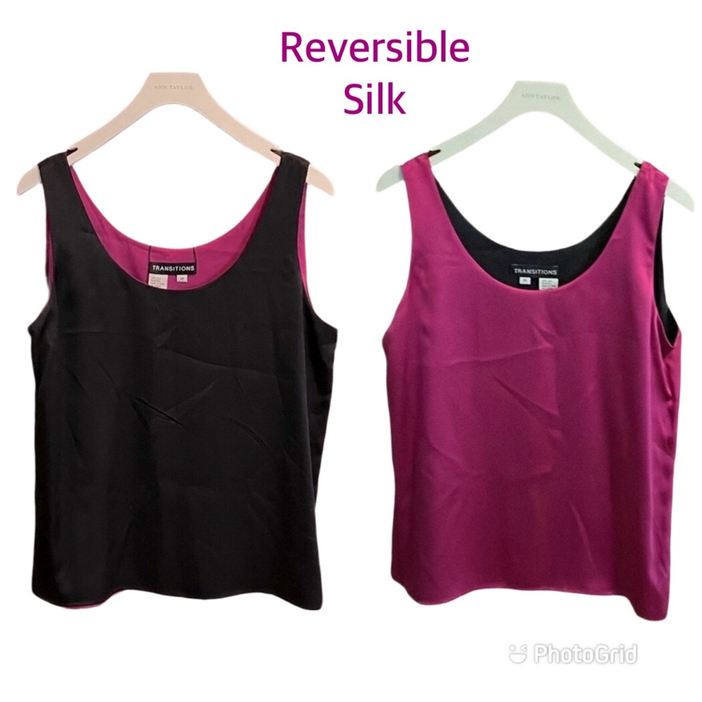 100% Silk REVERSIBLE Camisole Tank Top Silky Smooth Top black or purple